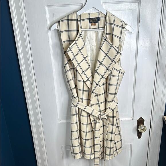Pendleton Darcy Windowpane Plaid Virgin Wool Wrap Sleeveless Vest W1635 Sz M - Picture 4 of 10